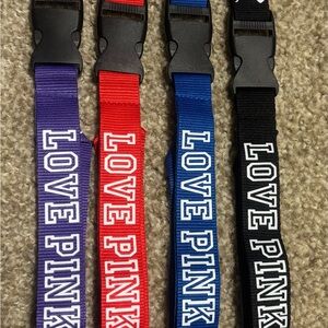 Love Pink Lanyards Set - Purple, Red, Blue, Black